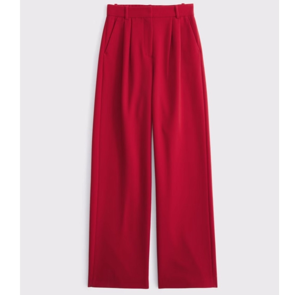 Abercrombie Sloane Tailored Wide Leg Pant in Red Size 33 - Picture 7 of 10